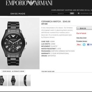 EMPORIO ARMANI | Black Ceramica watch AR-1400